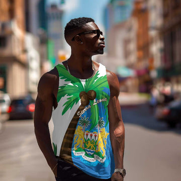 Personalised Afro Sierra Leone Men Tank Top Coat Of Arms With Flag Map LT15