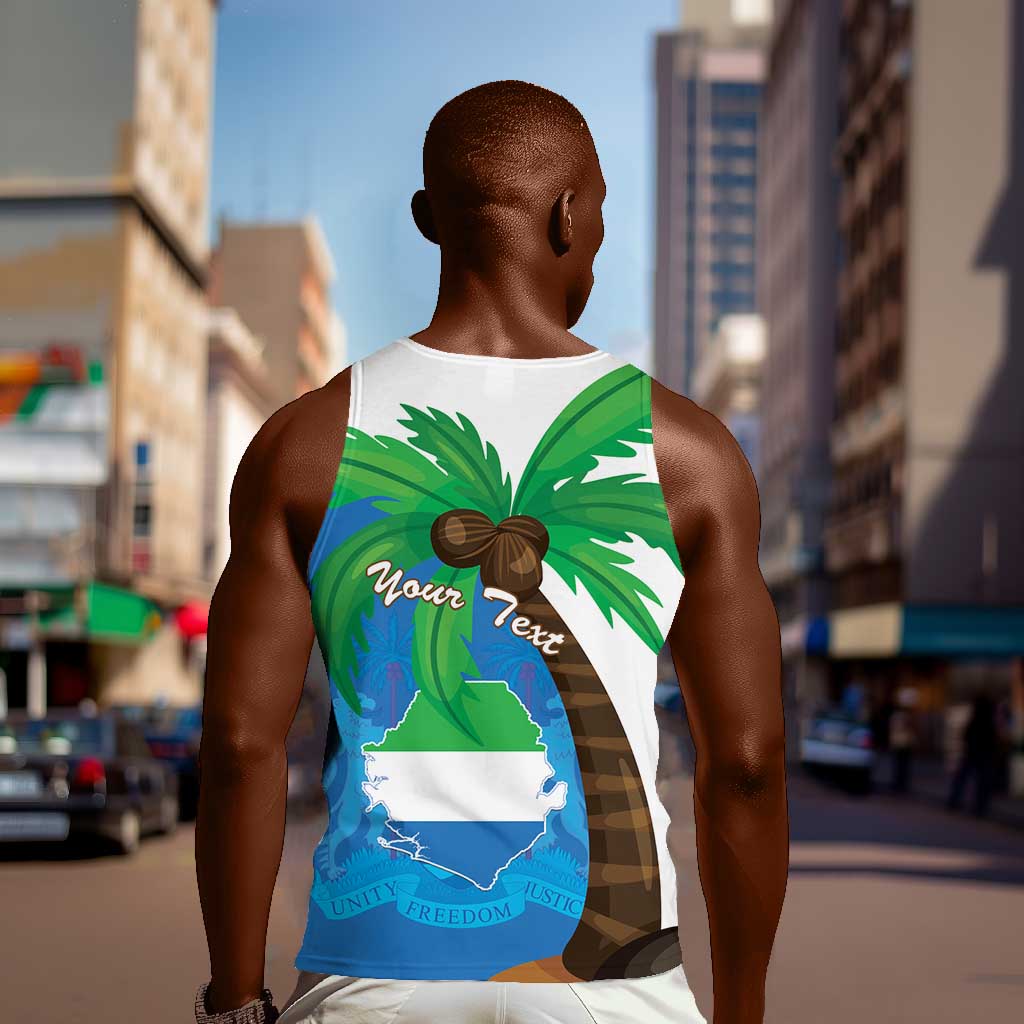 Personalised Afro Sierra Leone Men Tank Top Coat Of Arms With Flag Map LT15