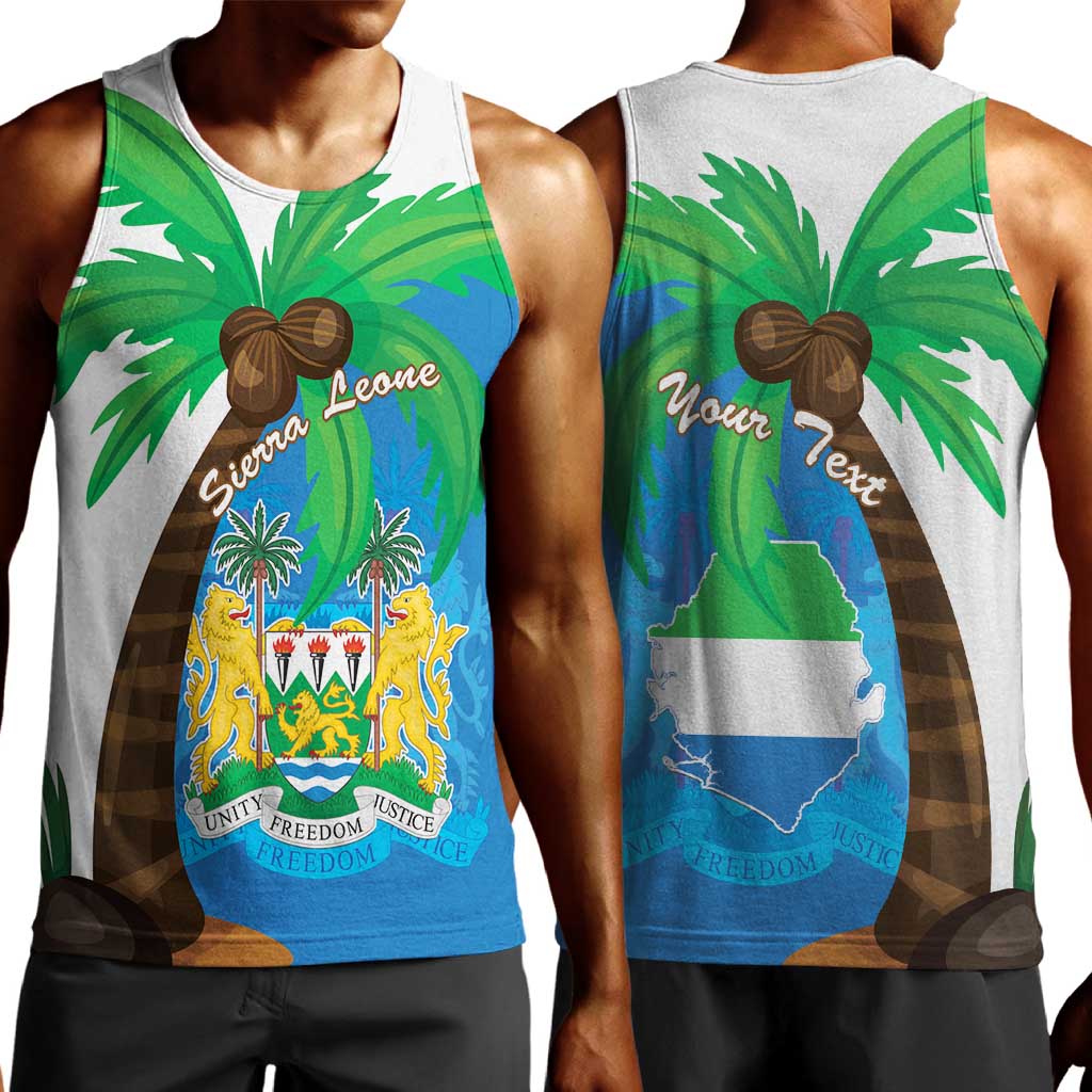 Personalised Afro Sierra Leone Men Tank Top Coat Of Arms With Flag Map LT15