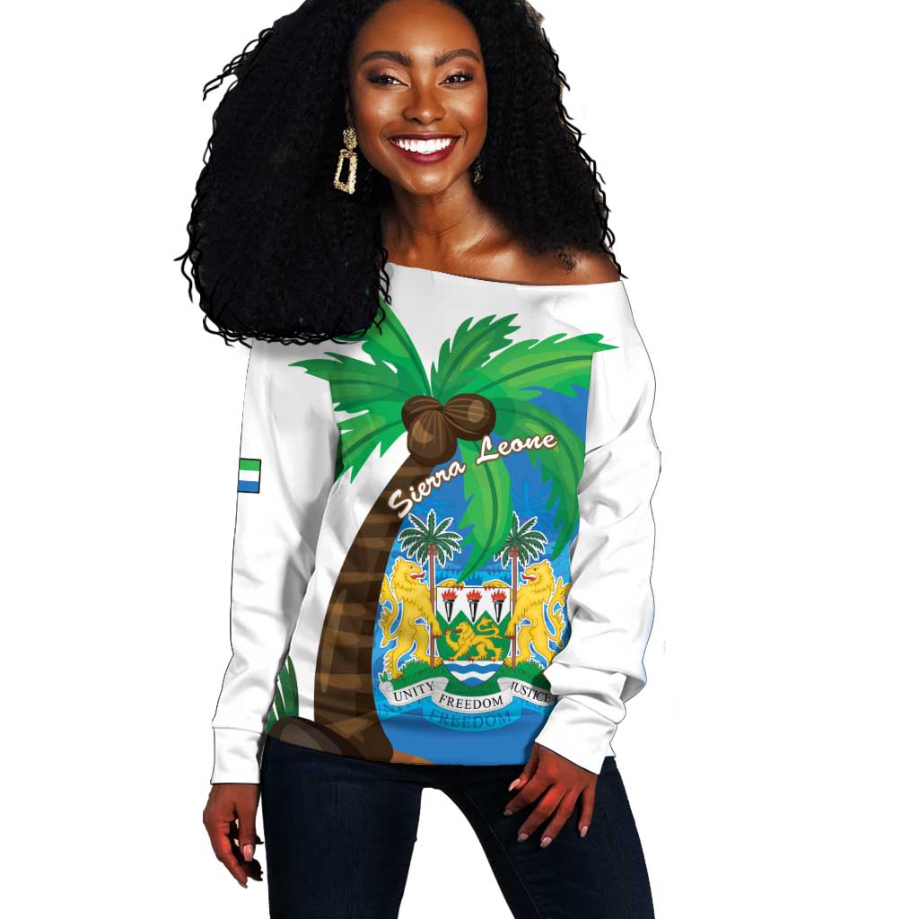 Personalised Afro Sierra Leone Off Shoulder Sweater Coat Of Arms With Flag Map LT15