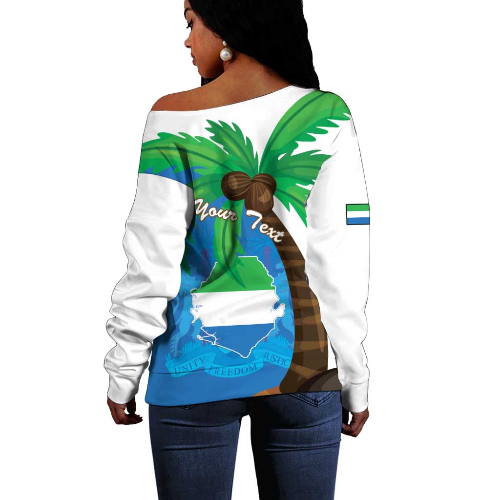 Personalised Afro Sierra Leone Off Shoulder Sweater Coat Of Arms With Flag Map LT15