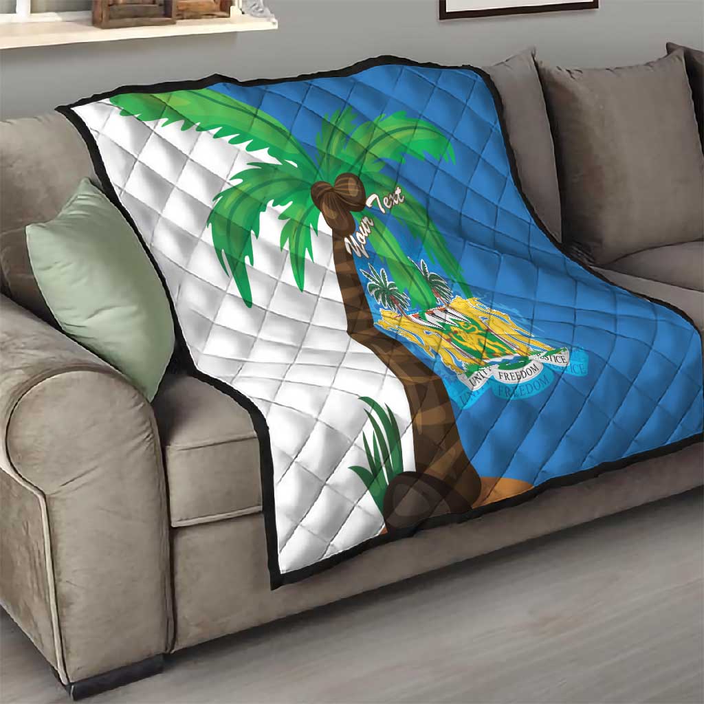 Personalised Afro Sierra Leone Quilt Coat Of Arms With Flag Map LT15