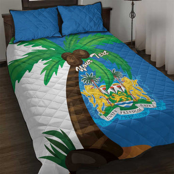 Personalised Afro Sierra Leone Quilt Bed Set Coat Of Arms With Flag Map LT15