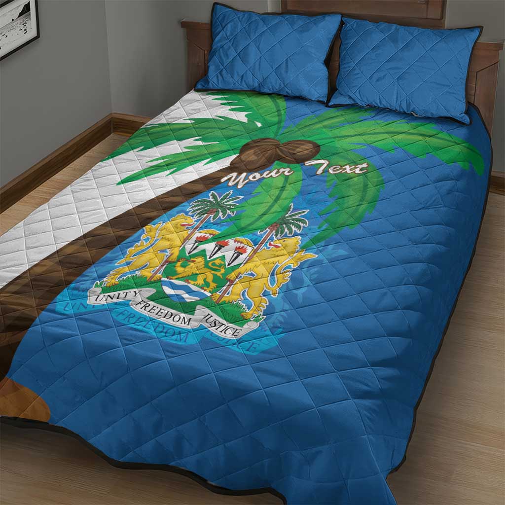 Personalised Afro Sierra Leone Quilt Bed Set Coat Of Arms With Flag Map LT15