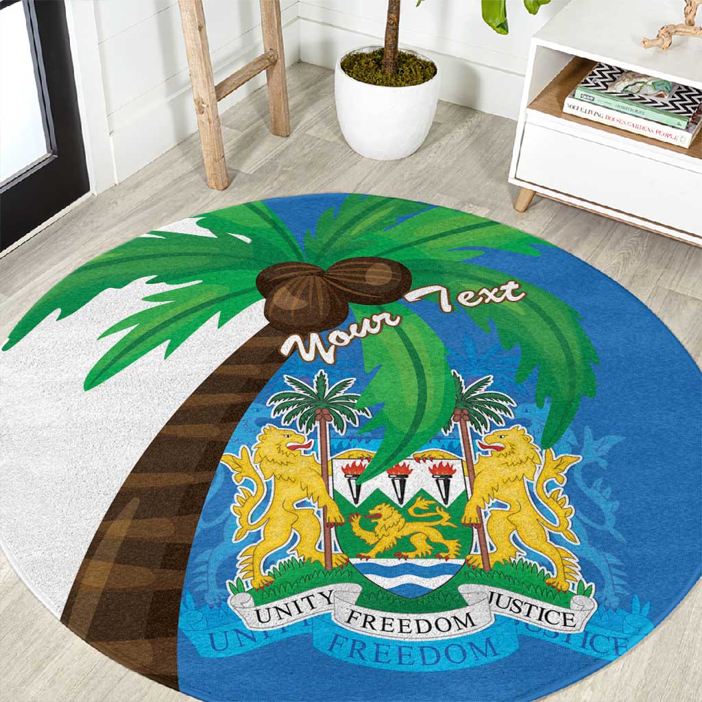 Personalised Afro Sierra Leone Round Carpet Coat Of Arms With Flag Map LT15