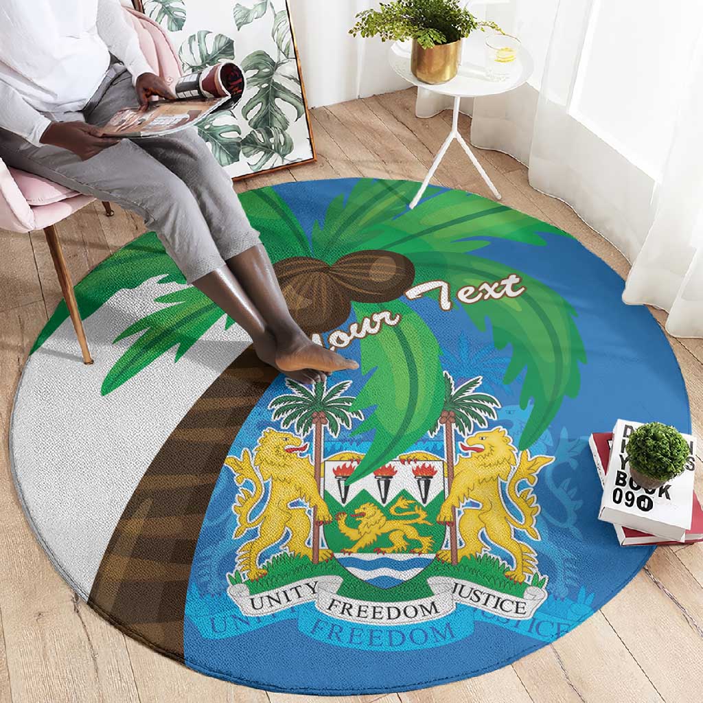Personalised Afro Sierra Leone Round Carpet Coat Of Arms With Flag Map LT15