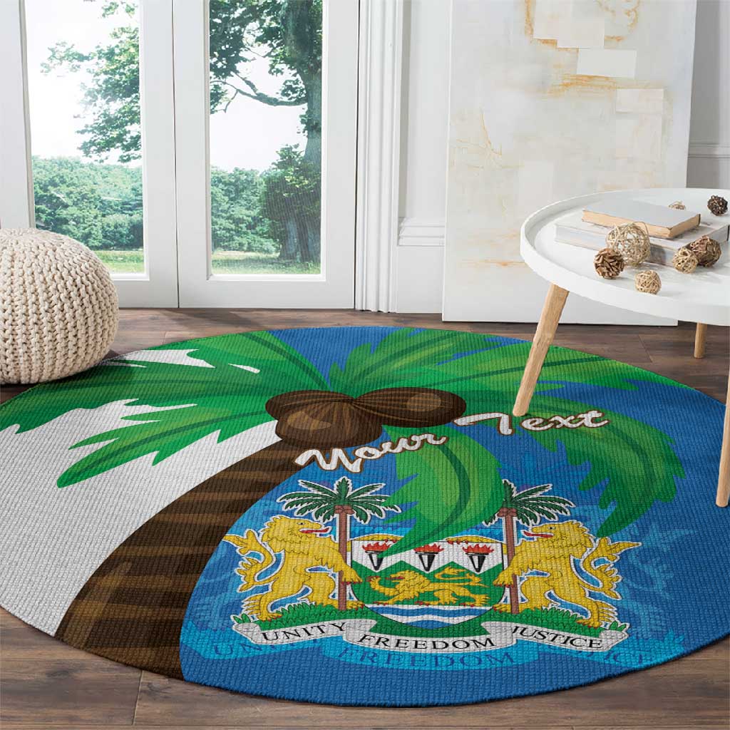Personalised Afro Sierra Leone Round Carpet Coat Of Arms With Flag Map LT15