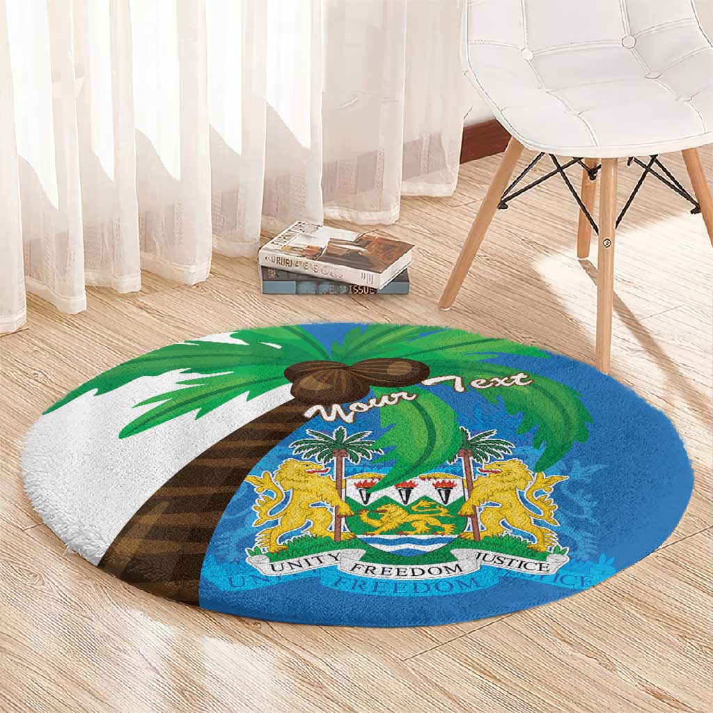 Personalised Afro Sierra Leone Round Carpet Coat Of Arms With Flag Map LT15