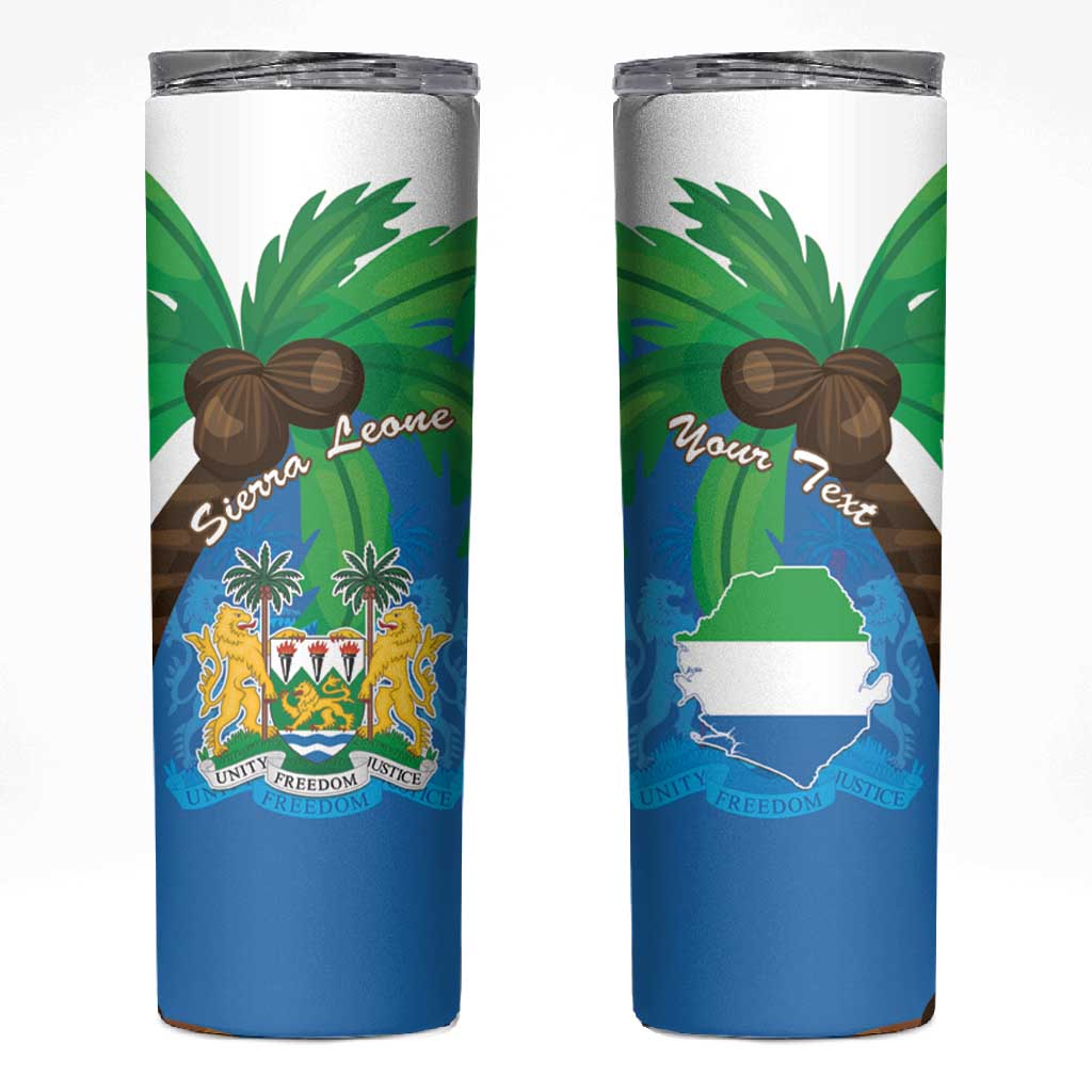 Personalised Afro Sierra Leone Skinny Tumbler Coat Of Arms With Flag Map LT15