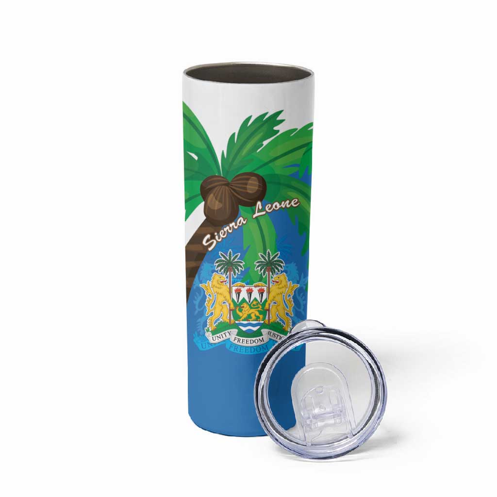 Personalised Afro Sierra Leone Skinny Tumbler Coat Of Arms With Flag Map LT15