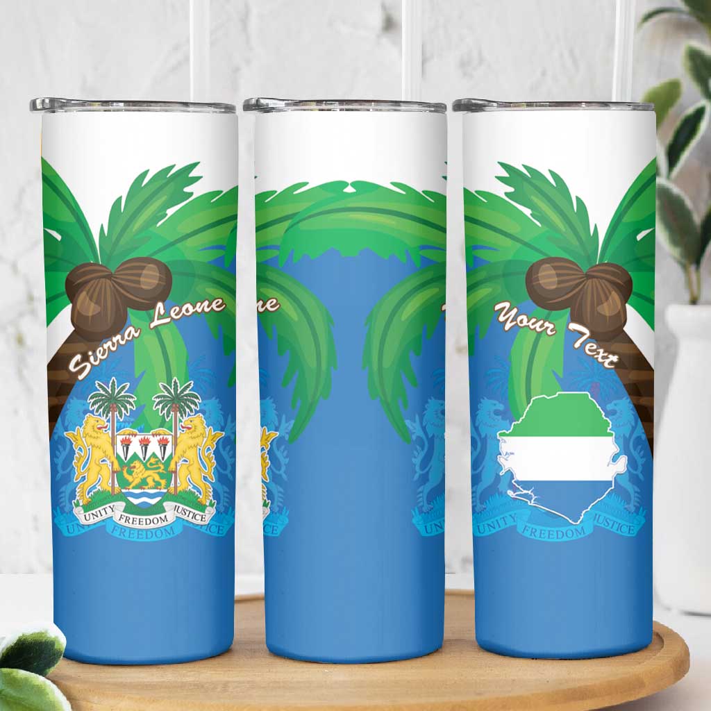 Personalised Afro Sierra Leone Skinny Tumbler Coat Of Arms With Flag Map LT15