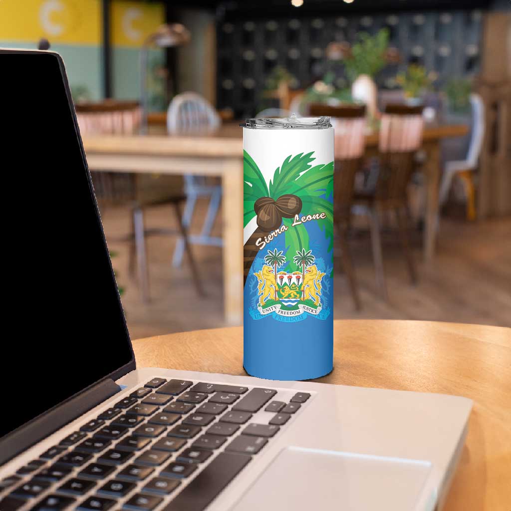 Personalised Afro Sierra Leone Skinny Tumbler Coat Of Arms With Flag Map LT15
