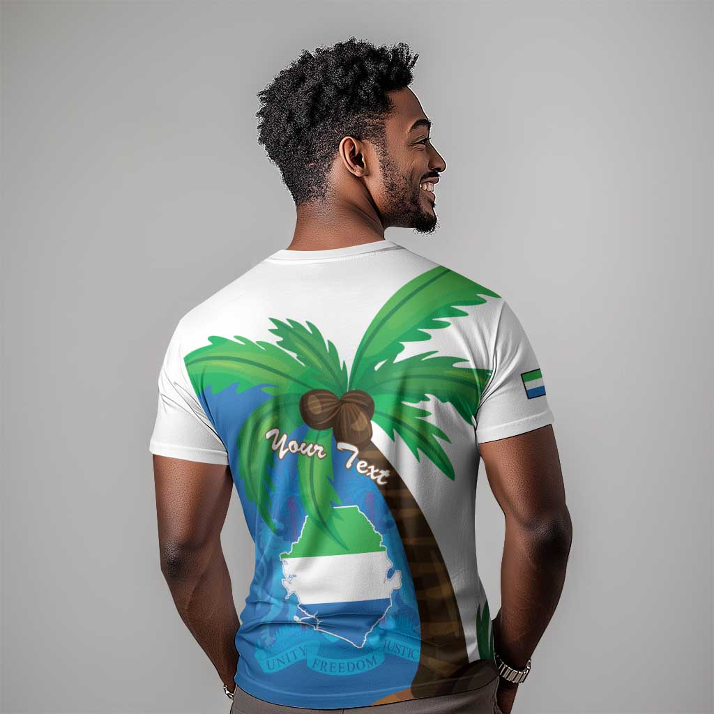 Personalised Afro Sierra Leone T shirt Coat Of Arms With Flag Map LT15
