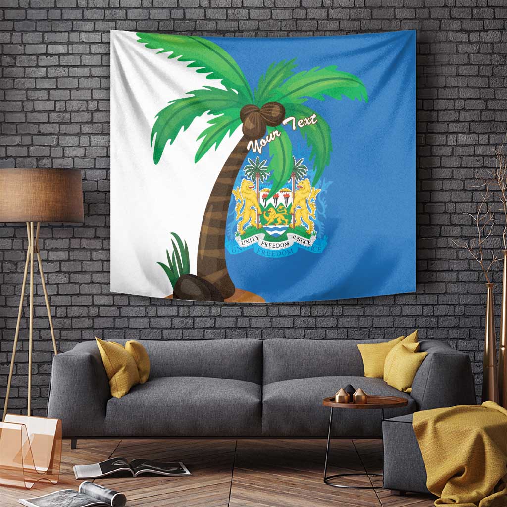Personalised Afro Sierra Leone Tapestry Coat Of Arms With Flag Map LT15