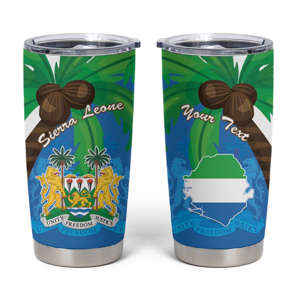 Personalised Afro Sierra Leone Tumbler Cup Coat Of Arms With Flag Map LT15