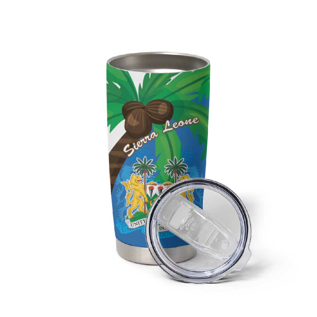 Personalised Afro Sierra Leone Tumbler Cup Coat Of Arms With Flag Map LT15