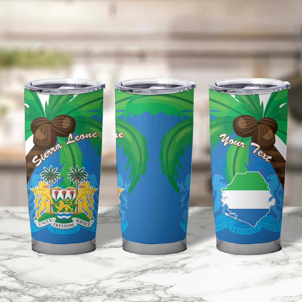 Personalised Afro Sierra Leone Tumbler Cup Coat Of Arms With Flag Map LT15