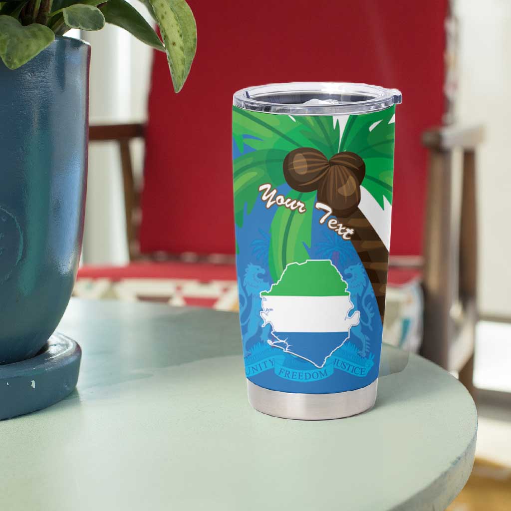 Personalised Afro Sierra Leone Tumbler Cup Coat Of Arms With Flag Map LT15