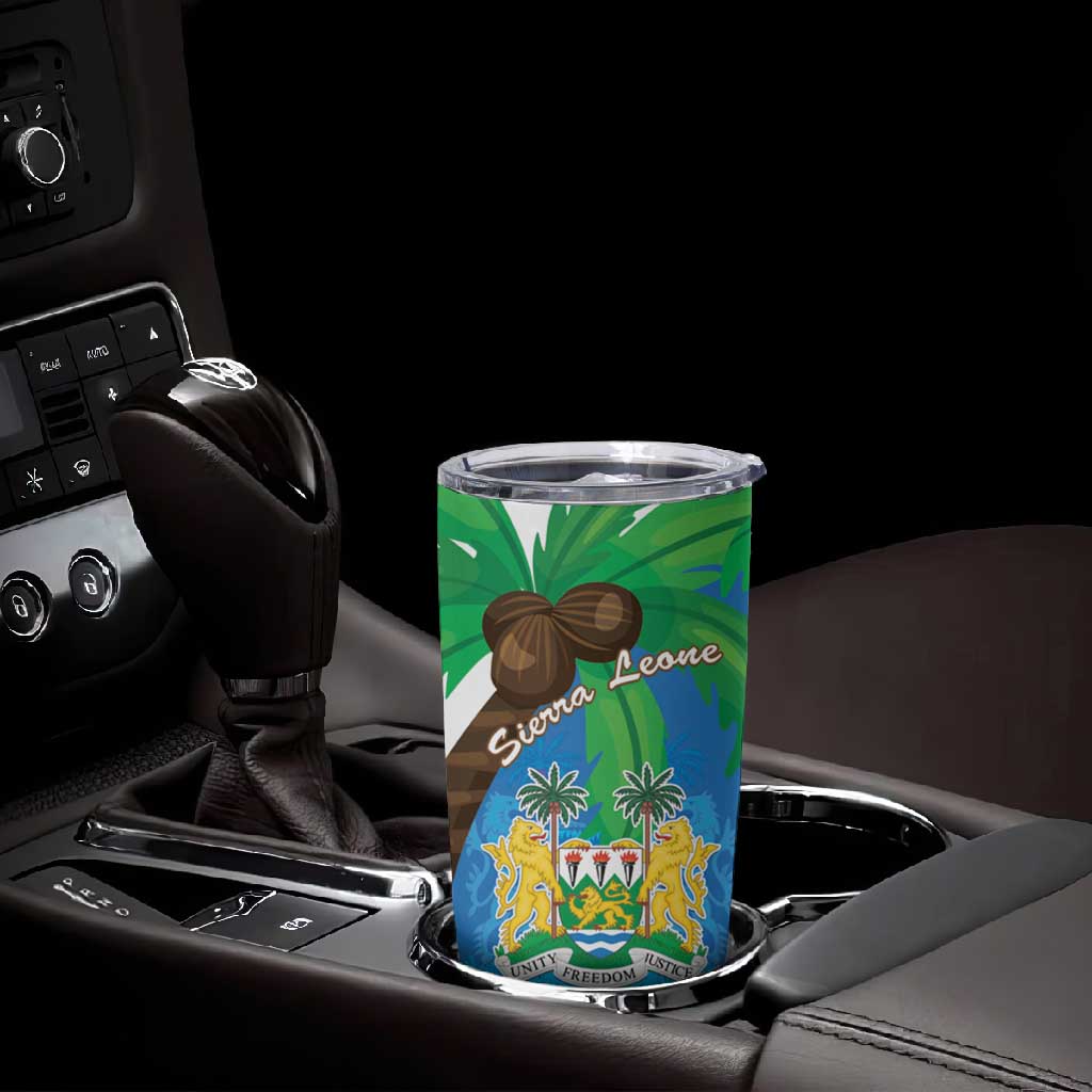 Personalised Afro Sierra Leone Tumbler Cup Coat Of Arms With Flag Map LT15