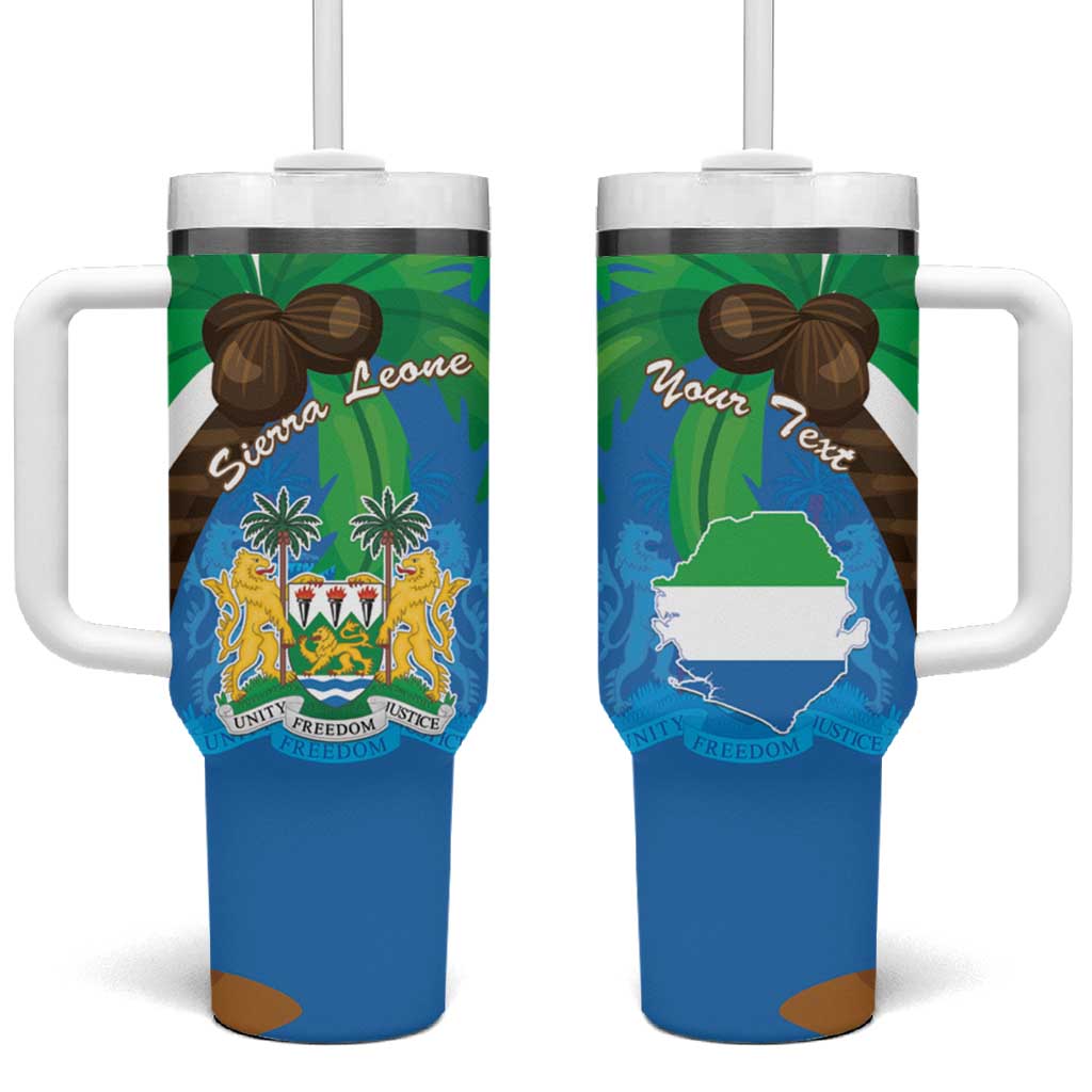 Personalised Afro Sierra Leone Tumbler With Handle Coat Of Arms With Flag Map LT15