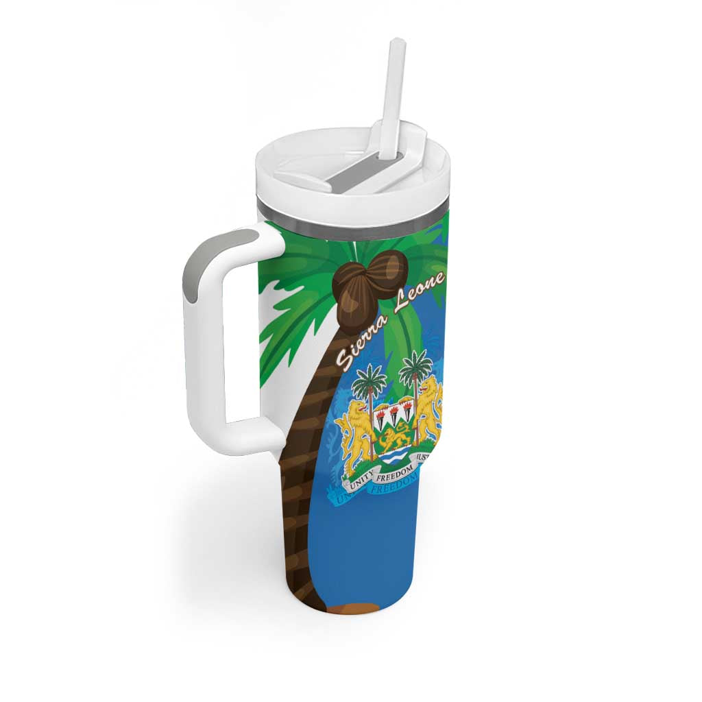 Personalised Afro Sierra Leone Tumbler With Handle Coat Of Arms With Flag Map LT15