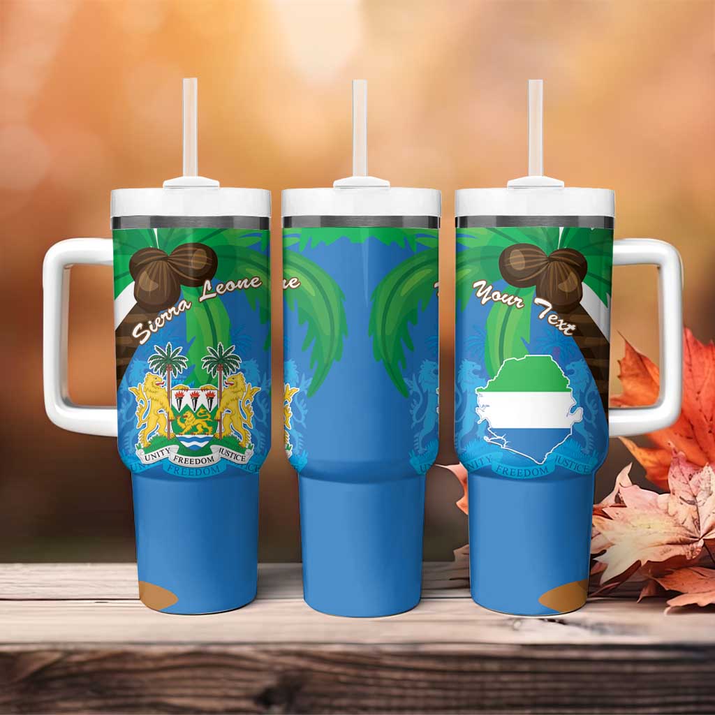Personalised Afro Sierra Leone Tumbler With Handle Coat Of Arms With Flag Map LT15