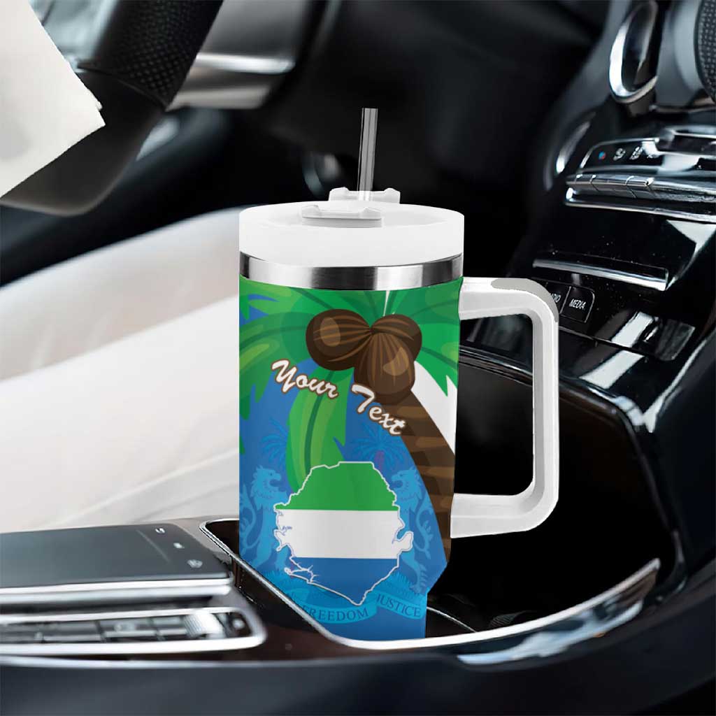 Personalised Afro Sierra Leone Tumbler With Handle Coat Of Arms With Flag Map LT15