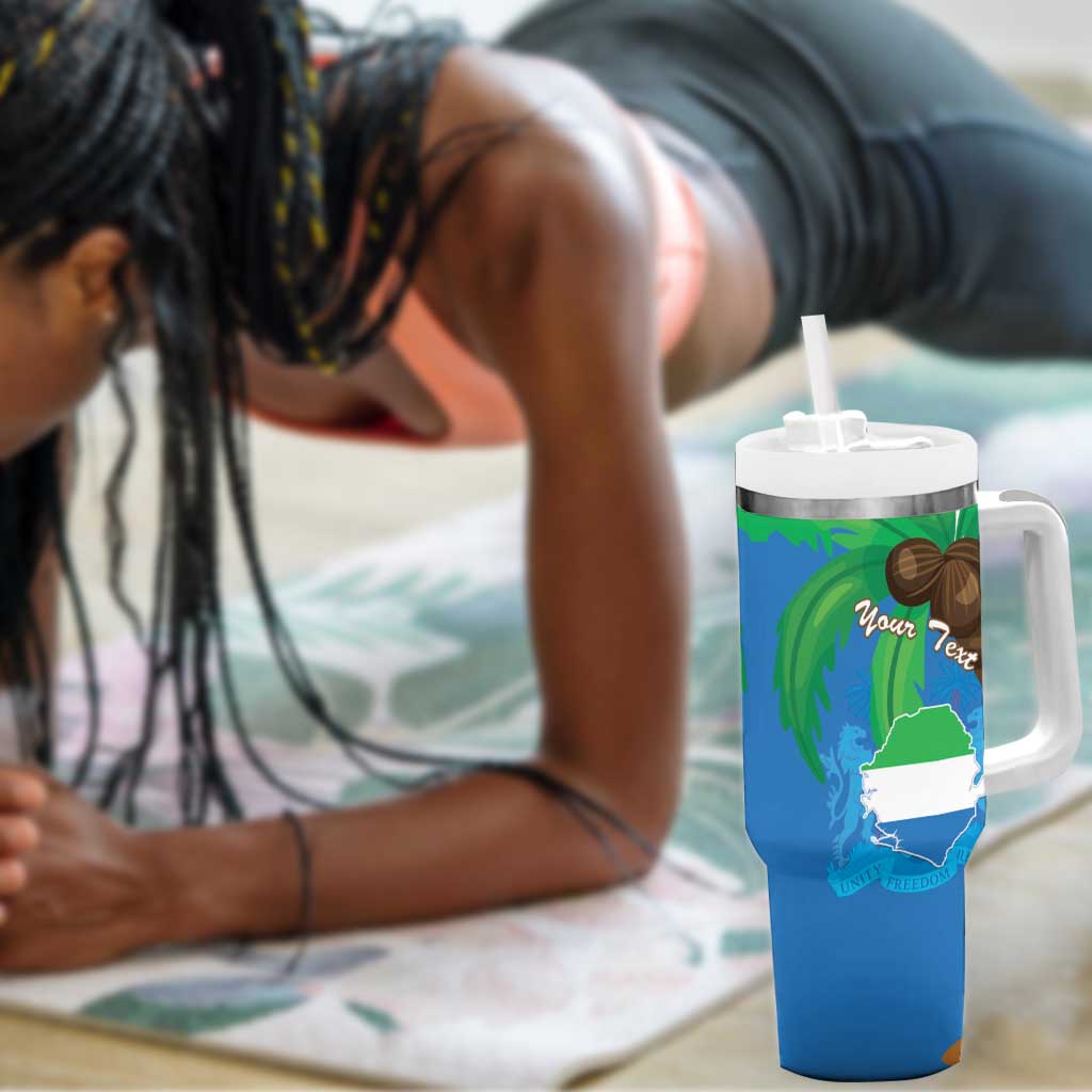 Personalised Afro Sierra Leone Tumbler With Handle Coat Of Arms With Flag Map LT15