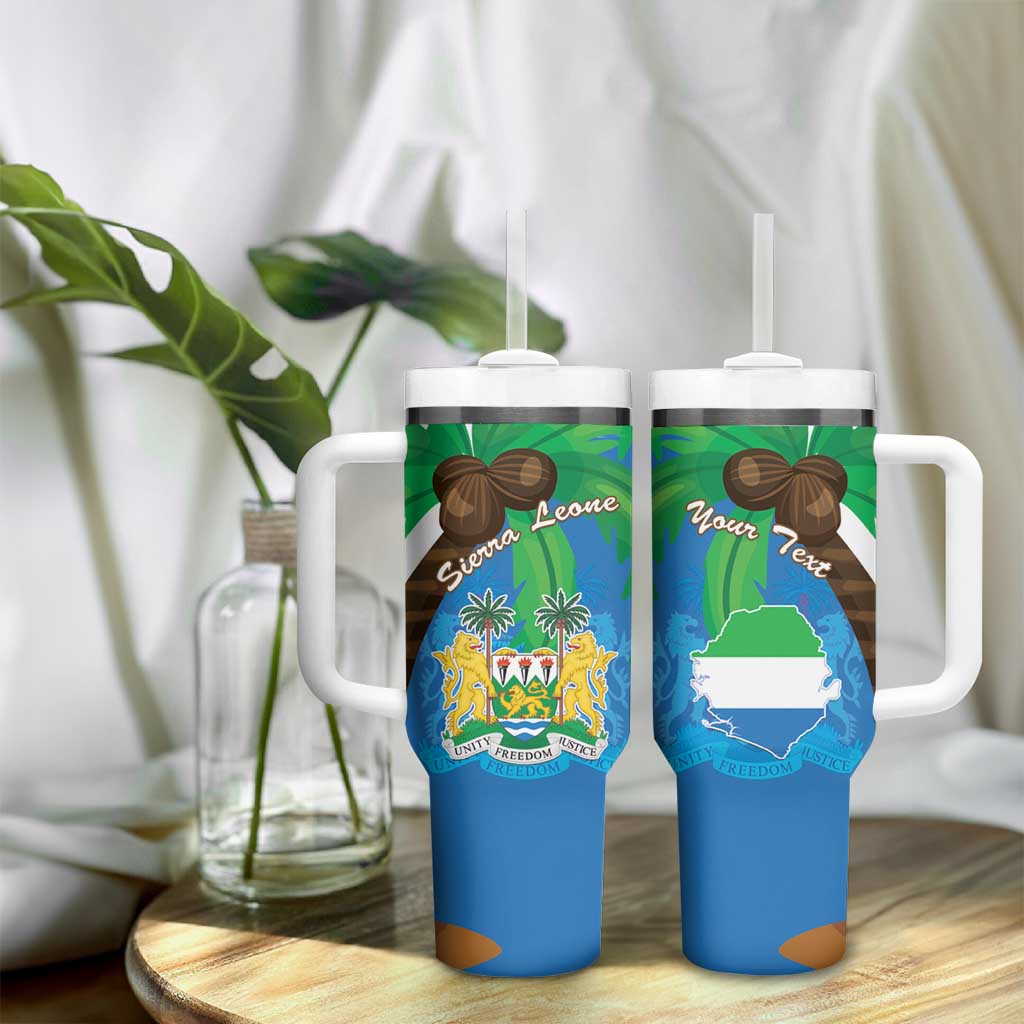 Personalised Afro Sierra Leone Tumbler With Handle Coat Of Arms With Flag Map LT15