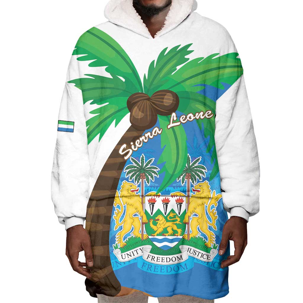 Personalised Afro Sierra Leone Wearable Blanket Hoodie Coat Of Arms With Flag Map LT15