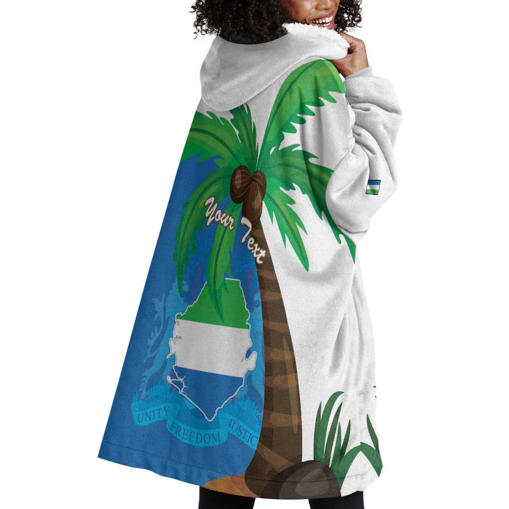 Personalised Afro Sierra Leone Wearable Blanket Hoodie Coat Of Arms With Flag Map LT15