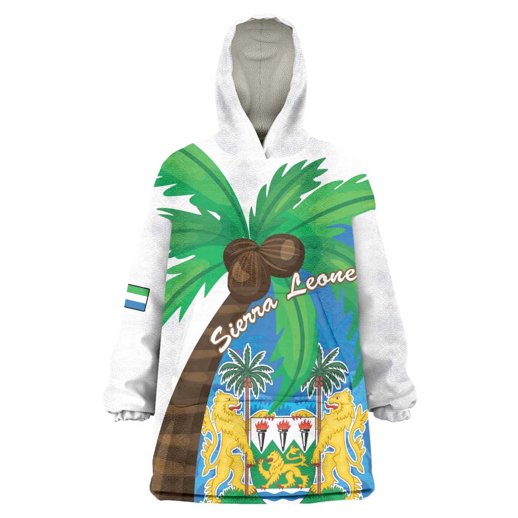 Personalised Afro Sierra Leone Wearable Blanket Hoodie Coat Of Arms With Flag Map LT15