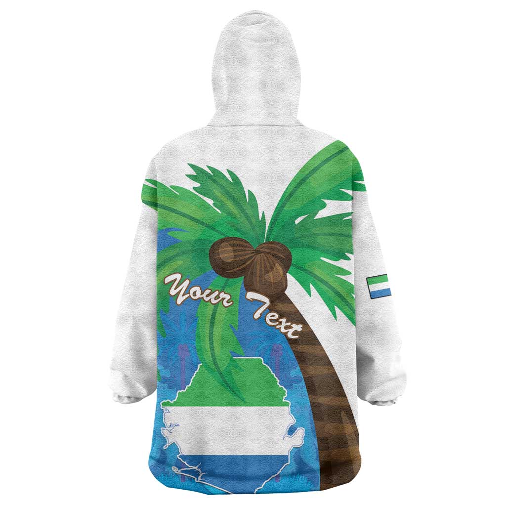 Personalised Afro Sierra Leone Wearable Blanket Hoodie Coat Of Arms With Flag Map LT15
