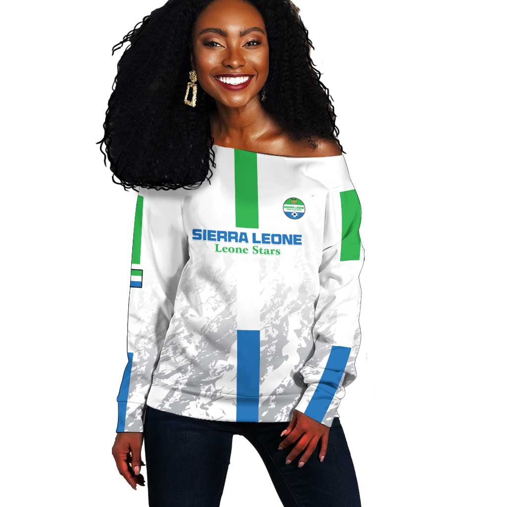 Custom Sierra Leone Football Off Shoulder Sweater Grunge Style LT15