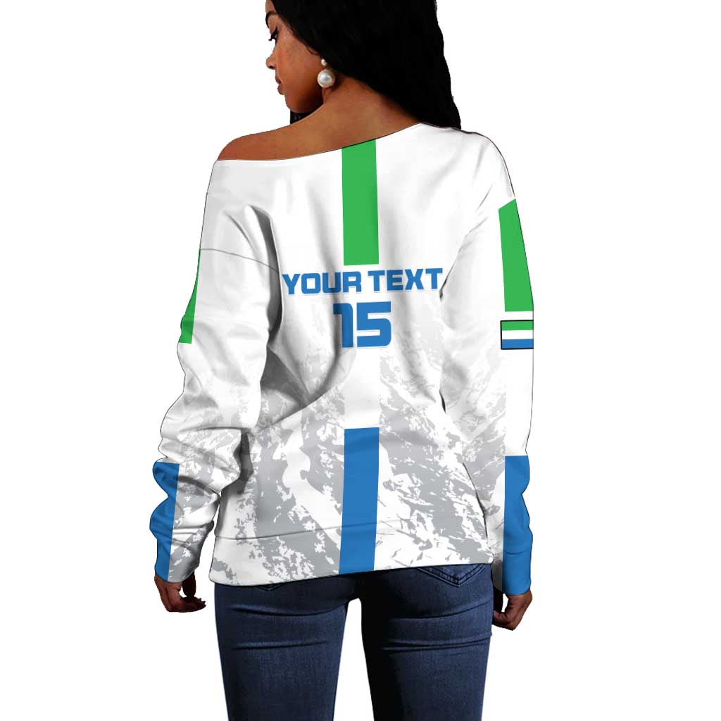 Custom Sierra Leone Football Off Shoulder Sweater Grunge Style LT15