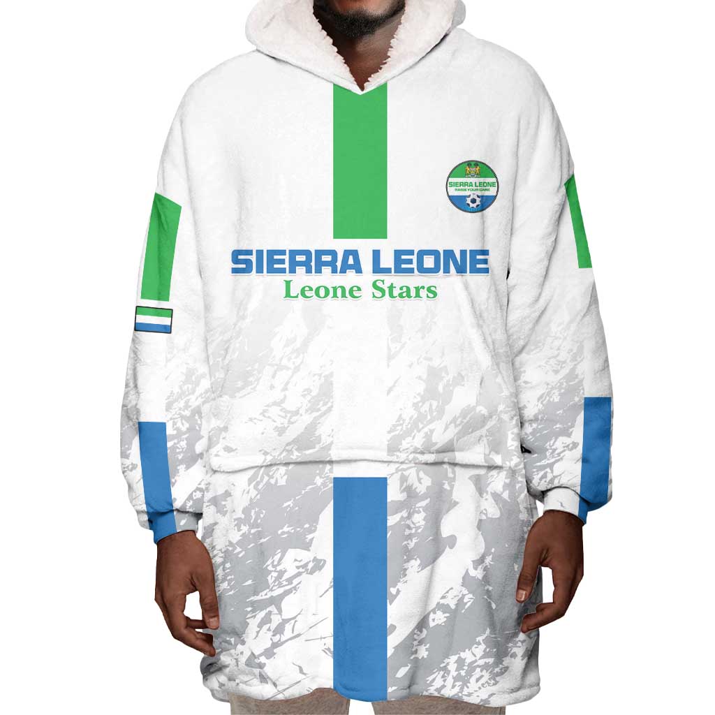 Custom Sierra Leone Football Wearable Blanket Hoodie Grunge Style LT15