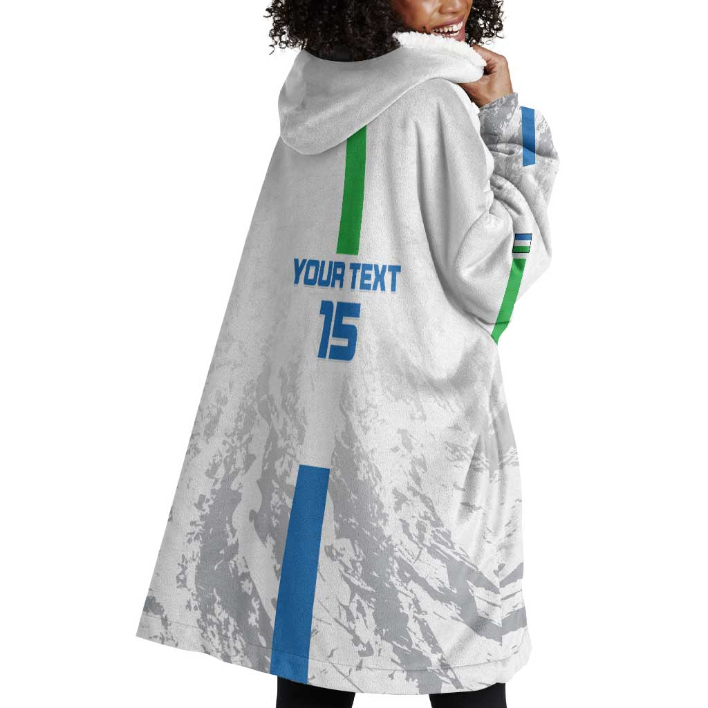 Custom Sierra Leone Football Wearable Blanket Hoodie Grunge Style LT15