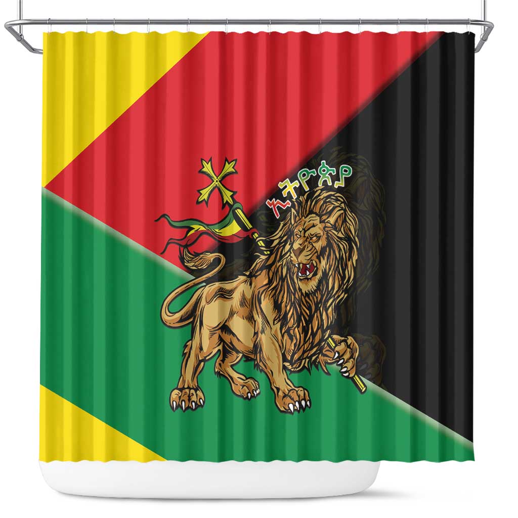 Ethiopia Empire 1270-1974 Shower Curtain Lion Of Judah With Ethiopian Cross LT15