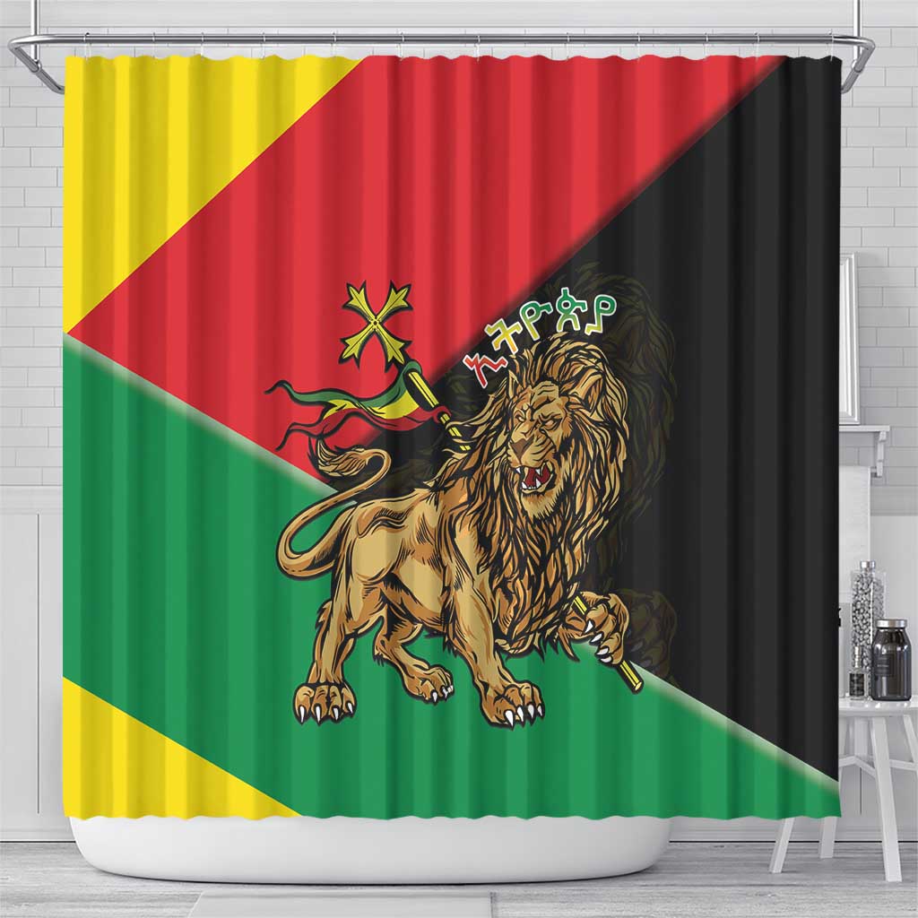 Ethiopia Empire 1270-1974 Shower Curtain Lion Of Judah With Ethiopian Cross LT15