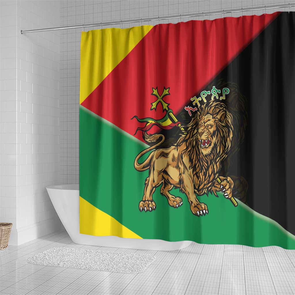 Ethiopia Empire 1270-1974 Shower Curtain Lion Of Judah With Ethiopian Cross LT15