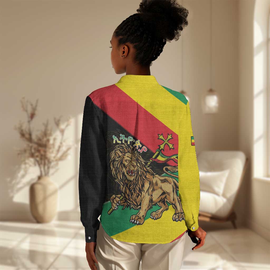 Ethiopia Lion of Judah Women Casual Shirt Ethiopia Empire 1270-1974 LT15