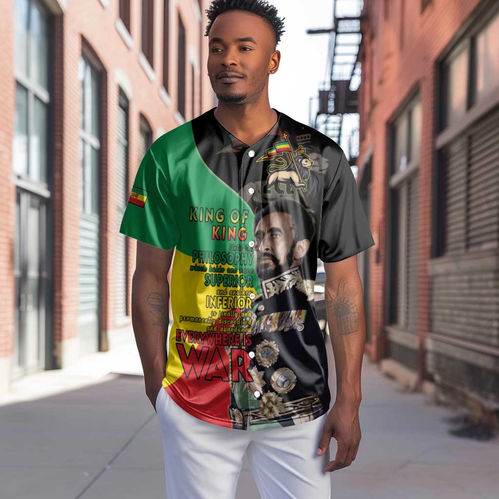 Jah Rastafari Baseball Jersey Haile Selassie LT15