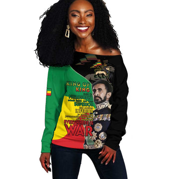 Jah Rastafari Off Shoulder Sweater Haile Selassie LT15