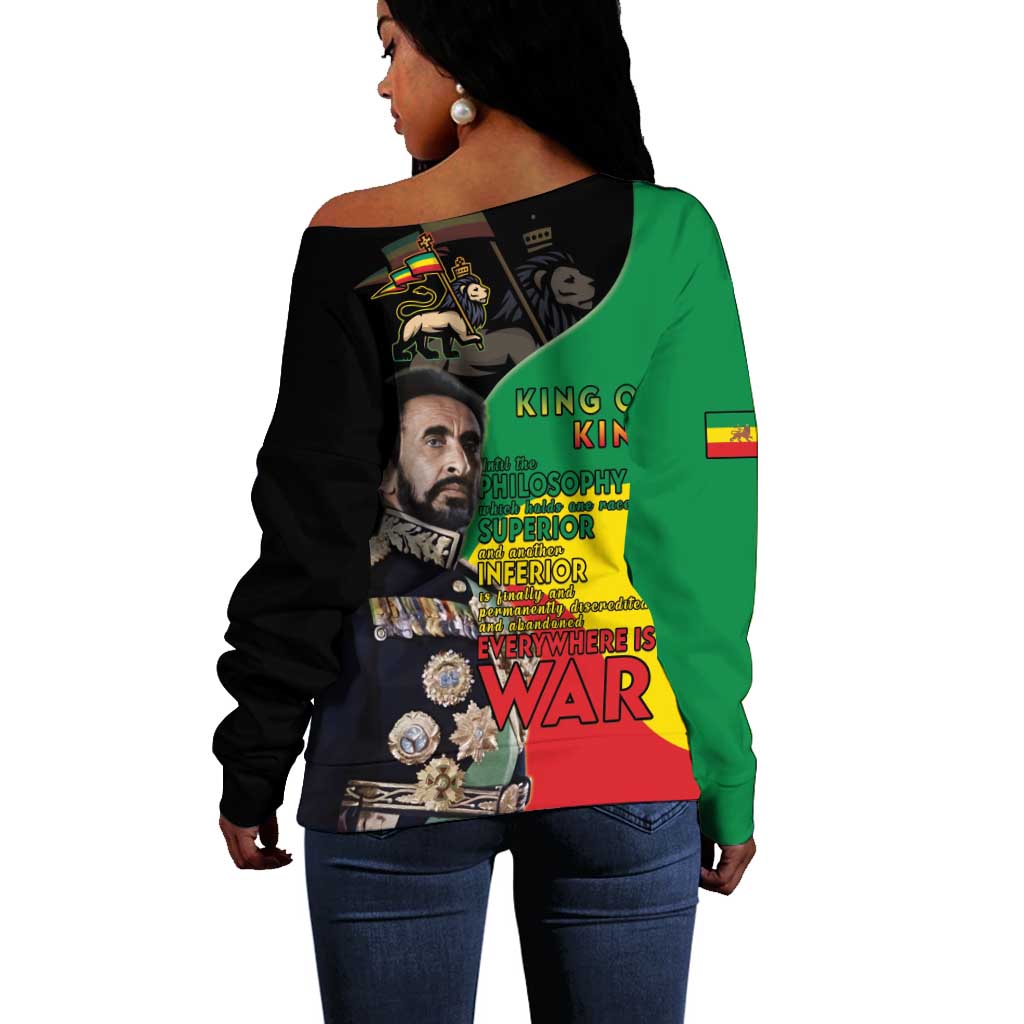 Jah Rastafari Off Shoulder Sweater Haile Selassie LT15