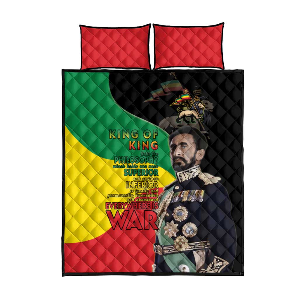 Jah Rastafari Quilt Bed Set Haile Selassie LT15