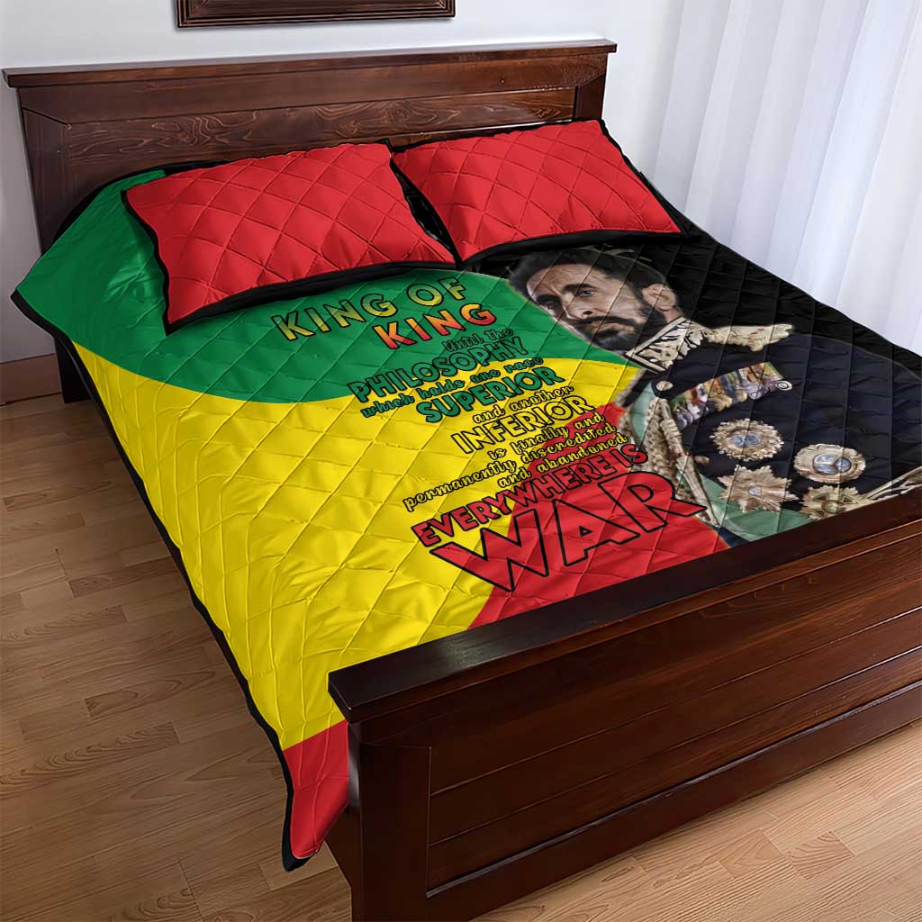 Jah Rastafari Quilt Bed Set Haile Selassie LT15