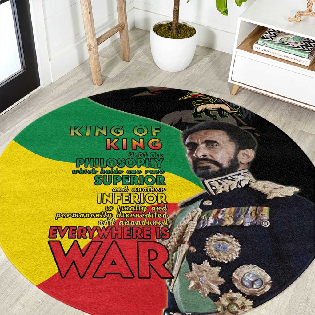 Jah Rastafari Round Carpet Haile Selassie LT15