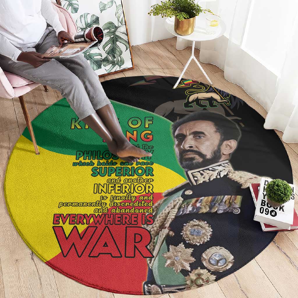 Jah Rastafari Round Carpet Haile Selassie LT15