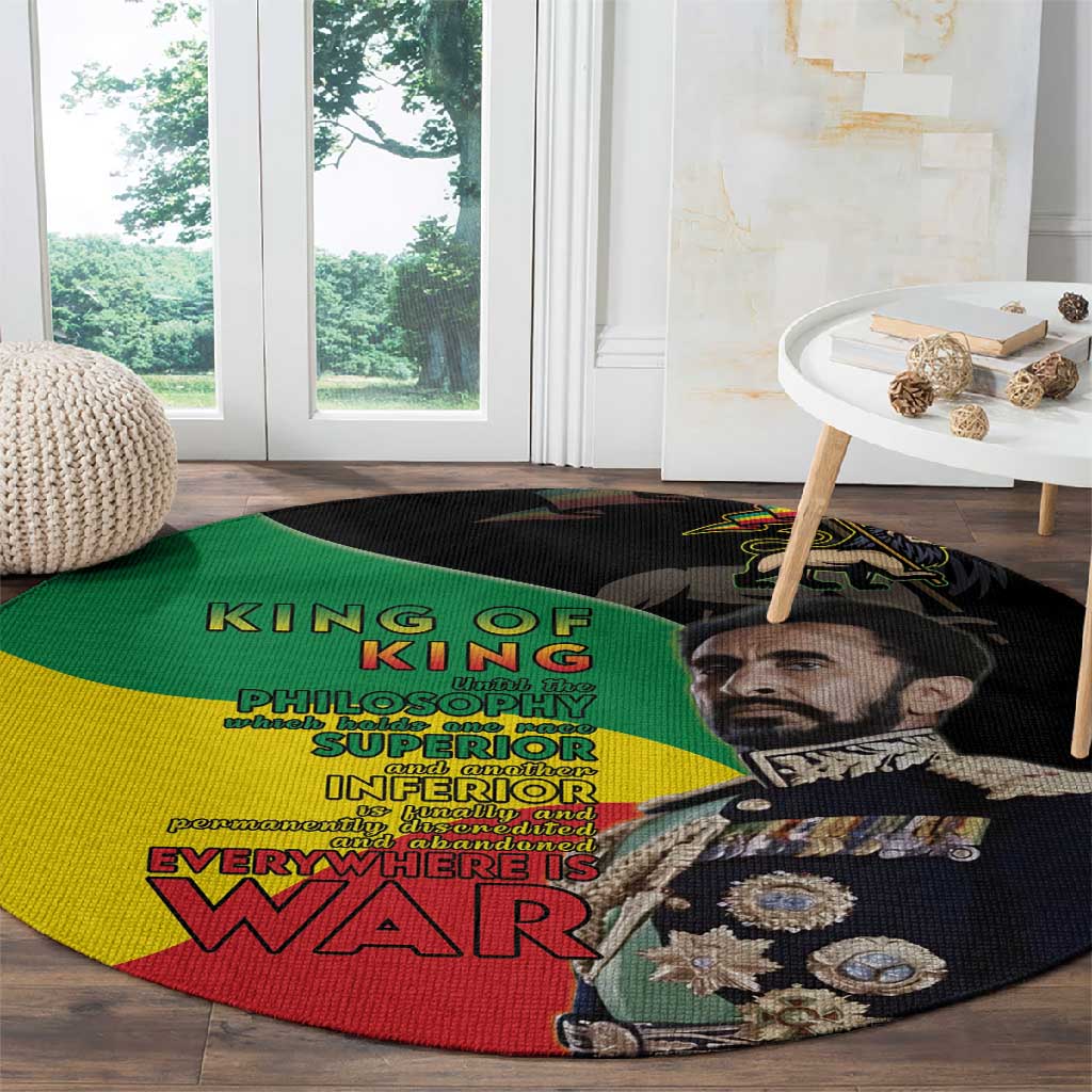 Jah Rastafari Round Carpet Haile Selassie LT15