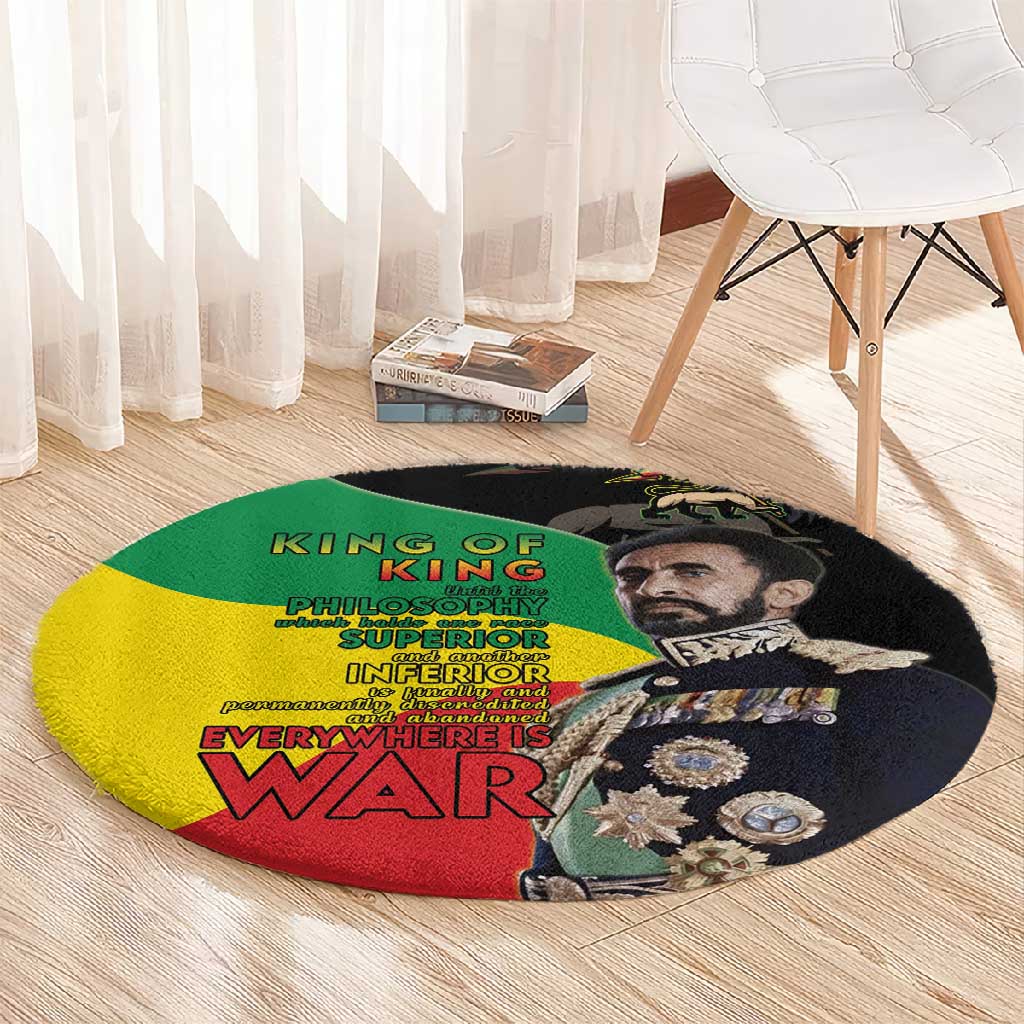 Jah Rastafari Round Carpet Haile Selassie LT15